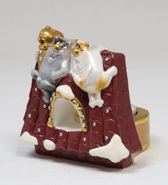 15838 Подсвечник гипсовый "Коты на крыше" эк. No Brand