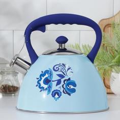 Чайник со свистком Доляна Свиристель, 3 л, цвет голубой No Brand