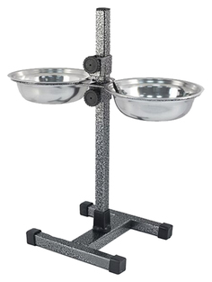 Миска Homepet металлическая регулируемая шагрень с подставкой для животных 18 см, 2х700 мл