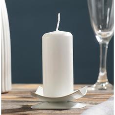 Подсвечник металл на 1 свечу Кварта, 2,7х7 см, белый No Brand