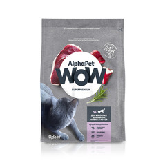 Сухой корм AlphaPet WOW для кошек, с уткой и потрошками, 0,35 кг