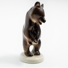 Статуэтка, Raritetus, "Медвежонок бурый стоящий", фарфор, роспись, ЛФЗ, СССР, 1986-1991гг. Однажды