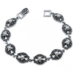 Браслет с жемчугом и марказитами из серебра Silver wings 040161-39 18