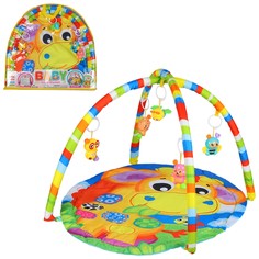Развивающий коврик Компания друзей, круглый, подвески-погремушки, 62х60х3 см Smart Baby