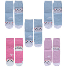 Носки для девочек ХОХ 5-D-3R12 цв. голубой; розовый; фиолетовый; белый р. 24