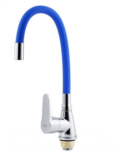 FAUZT FZs822-B101 СИНИЙ, Смеситель для кухонной мойки (40мм, на гайке, гибкий излив)