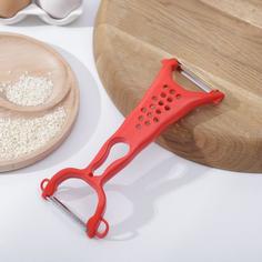 Овощечистка двухсторонняя «Скраб», 18 см, цвет красный Libra Plast