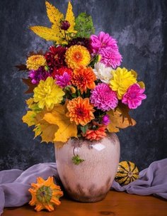 Алмазная мозаика, Рыжий кот, Яркие цветы из сада, AC34084 30х40 см