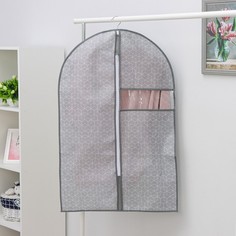 Чехол для одежды с ПВХ окном Доляна «Фора», 90×60 см, цвет серый