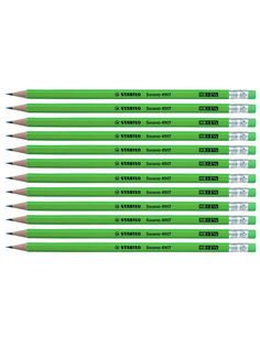 Карандаш чернографитный простой с ластиком HB STABILO Swano, 12шт