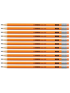 Карандаш чернографитный простой с ластиком HB STABILO Swano, 12шт