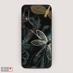 Матовый силиконовый чехол "Тени стрекоз" на Samsung Galaxy A20 Awog