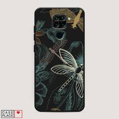 Матовый силиконовый чехол "Тени стрекоз" на Xiaomi Redmi Note 9 Awog