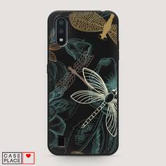 Матовый силиконовый чехол "Тени стрекоз" на Samsung Galaxy A01 Awog