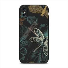 Матовый силиконовый чехол "Тени стрекоз" на Apple iPhone XS (10S) Awog