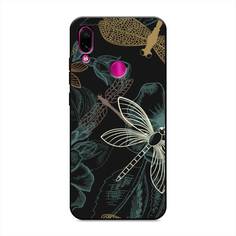 Матовый силиконовый чехол "Тени стрекоз" на Xiaomi Redmi Note 7 Awog