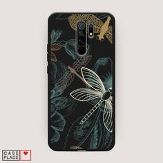 Матовый силиконовый чехол "Тени стрекоз" на Xiaomi Redmi 9 Awog