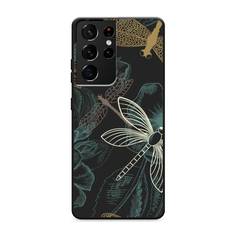 Матовый силиконовый чехол "Тени стрекоз" на Samsung Galaxy S21 Ultra Awog