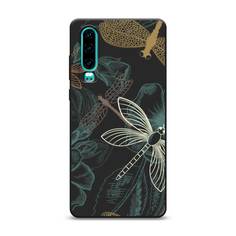 Матовый силиконовый чехол "Тени стрекоз" на Huawei P30 Awog