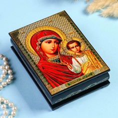 Шкатулка «Божья Матерь Казанская» 10×14 см, лаковая миниатюра No Brand