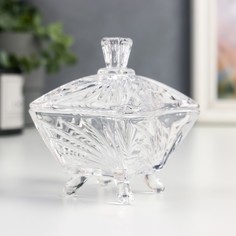 Шкатулка стекло "Узорный квадрат" 9х7х7 см No Brand