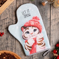 Варежка-прихватка «Новый год: Winter fun» 20х28см,саржа, 100% х/л, ватин 250г/м2 Этель