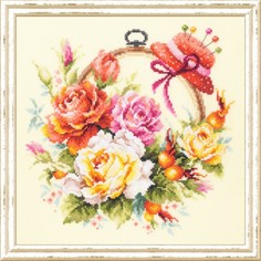 Набор для вышивания крестом Чудесная игла "Розы для мастерицы" 100-122, 25х25 см.