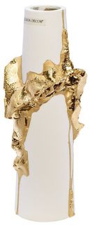 Ваза керамическая белая с золотым декором Высота: 30 см Garda Decor