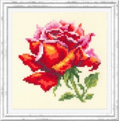 Набор для вышивания крестом Чудесная игла "Красная роза" 150-003, 11х11 см.
