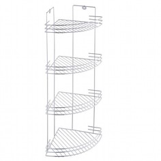 Полка для ванной комнаты и кухни угловая четверная решетчатая, 19х19х60 см Corsa
