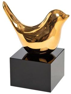 Статуэтка Птичка золотая на подставке Размер: 11*13*11 см Garda Decor