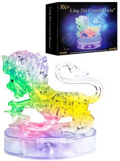 Конструктор пластиковый 3d пазл Лев, 42 детали (свет) Рыжий кот 1396458