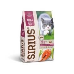 Сухой корм для кошек SIRIUS, лосось и рис, 1,5кг