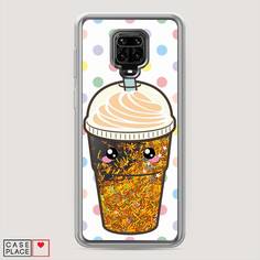 Жидкий чехол с блестками "Милый стакан" на Xiaomi Redmi Note 9S Awog