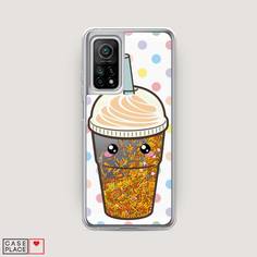 Жидкий чехол с блестками "Милый стакан" на Xiaomi Mi 10T Awog