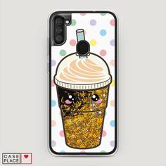 Жидкий чехол с блестками "Милый стакан" на Samsung Galaxy M11 Awog