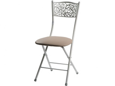 Древпром Стул складной Стефани ДП2-04, кожзам Линкольн беж, каркас белый матовый