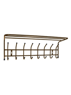 Вешалка настенная с полкой на 6 крючков, цвет медный