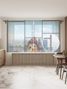 Фототюль JoyArty "Песик в опасности" 145x180см (2 полотна со шторной лентой + 50 крючков)