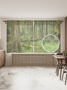 Фототюль JoyArty "Травяной ковер в лесу" 145x180см, 2 полотна, лента, 50 крючков
