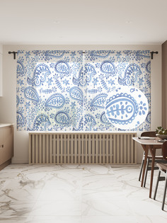 Фототюль JoyArty "Водные листья", 145x180 см (2 полотна со шторной лентой + 50 крючков)