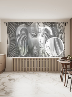 Фототюль JoyArty "Скульптура Ганеши" 145x180см (2 полотна со шторной лентой + 50 крючков)