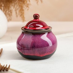 Сахарница "Бриз", глазурь, матовая, чёрно-красная, 0.35 л Керамика ручной работы