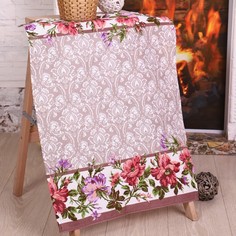 Полотенце 50х70 см, Цветочная кайма, рогожка, 170 гр/м2, хлопок 100% Domo Vita
