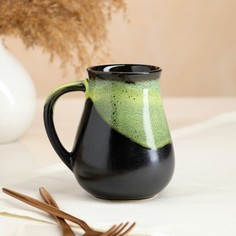 Кружка "Капля", глазурь, матовая, чёрно-зелёная, 0.4 л Керамика ручной работы