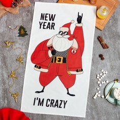 Новогоднее полотенце "Этель" Im crazy 40х73см, 100% хл, саржа 190 гр/м2