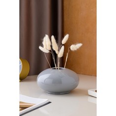 Ваза керамическая Пайетка, настольная, серая, 10 см No Brand