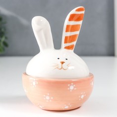 Шкатулка керамика "Зайчик - полная чаша" 7,5х7,5х10 см No Brand