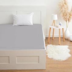 Простыня на резинке Этель 160*200*25 см, цв. серый, 100% хлопок, мако-сатин, 128 г/м²