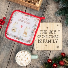 Набор кухонный Доляна The joy of Christmas: подставка, прихватка No Brand